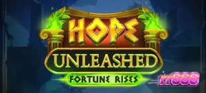 Tampilan visual slot Hope Unleashed Fortune Rises dengan elemen ornamen kuno